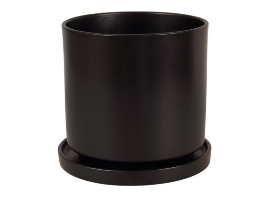 Doniczka cylinder 974 15 cm + podstawka czarny