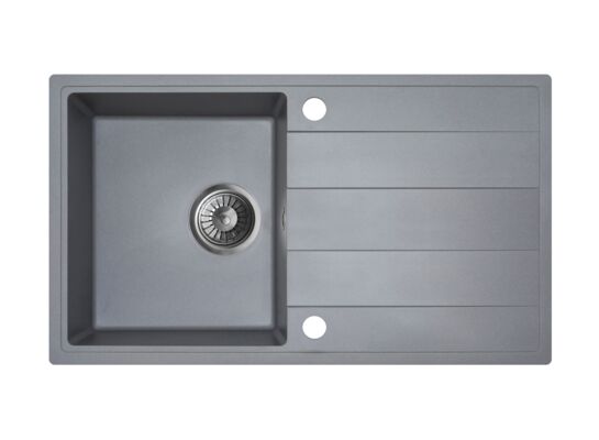 Zlewozmywak granitowy ZING 1-komorowy długi ociekacz 76 x 44 x 19,5 cm chrom/TON DIAMOND GRAY