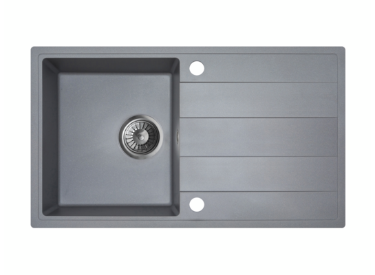 Zlewozmywak granitowy ZING 1-komorowy długi ociekacz 76 x 44 x 19,5 cm chrom/TON DIAMOND GRAY