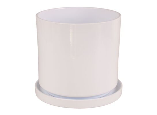 Doniczka cylinder 974 15 cm + podstawka biały