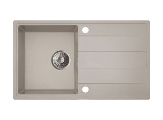 Zlewozmywak granitowy ZING 1-komorowy długi ociekacz 76 x 44 x 19,5 cm chrom/TON PURE SAND