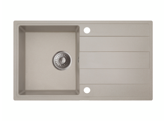 Zlewozmywak granitowy ZING 1-komorowy długi ociekacz 76 x 44 x 19,5 cm chrom/TON PURE SAND