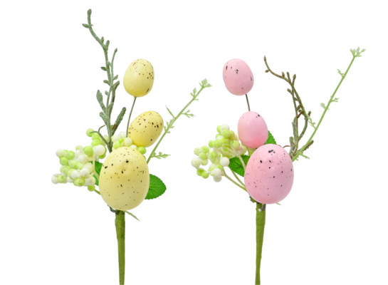 Gałązka ozdobna jajka 21 cm żółty / różowy