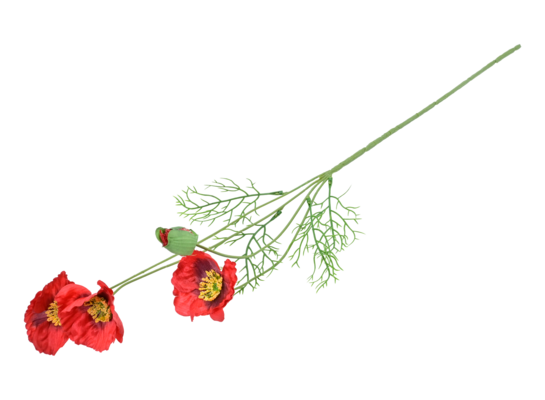 Gałązka maku 3 kwiaty 60 cm czerwony