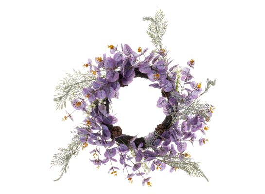 Wianek ozdobny z liści 55 cm fioletowy