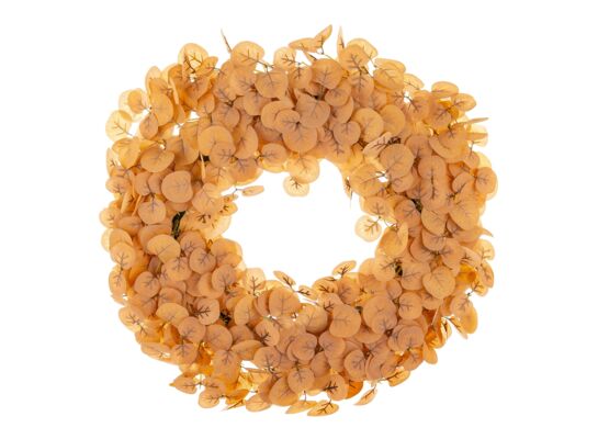 Wianek ozdobny z liści 45 cm pomarańczowy