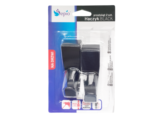Haczyk prostokąt czarny 2 szt.