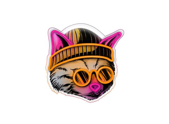 Neon LED kot marzyciel różowo-pomarańczowy FLA04 forever light