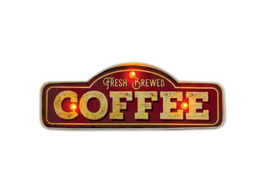 Znak metalowy RETRO LED fresh brewed coffee forever light