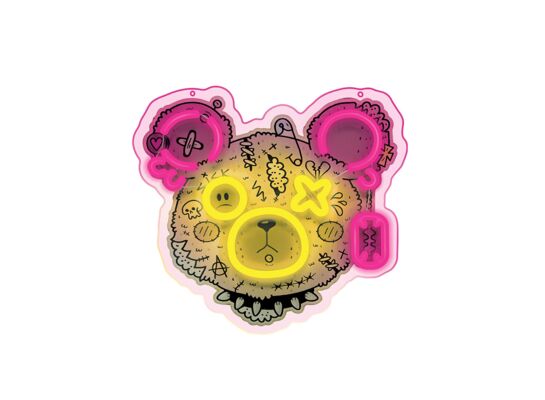 Neon LED punk miś różowo-żółty FLA01 forever light