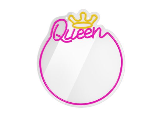 Neon mirror LED queen ciepły biały róż FMNE04 forever light