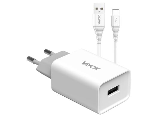 Ładowarka sieciowa USB 5 V 2,1 A + kabel USB typ C 1 m VA0051C Vayox