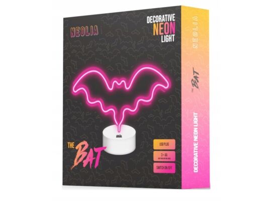 Neon na podstawce LED nietoperz różowy NNE07 neolia