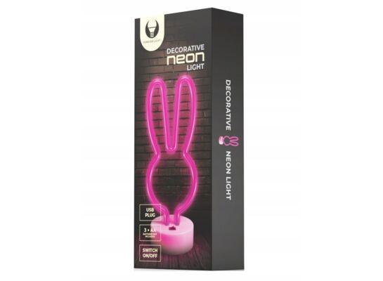 Neon na podstawce LED króliczek różowy FSNE04 forever light