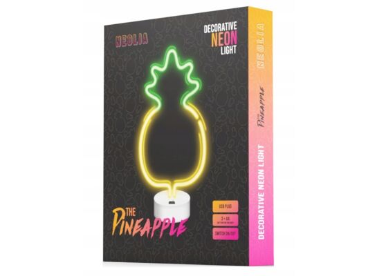 Neon na podstawce LED ananas żółto-zielony NNE05 neolia