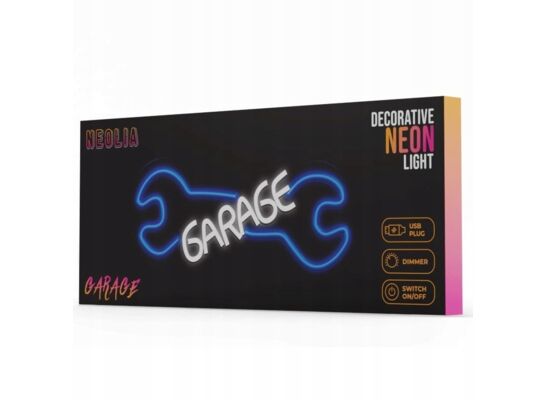 Neon plexi LED garage błękit biały NNE22 neolia
