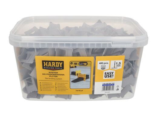 Klipsy do poziomowania płytek fuga 1,5 mm płytki 3-16 mm wiaderko 400 sztuk Hardy