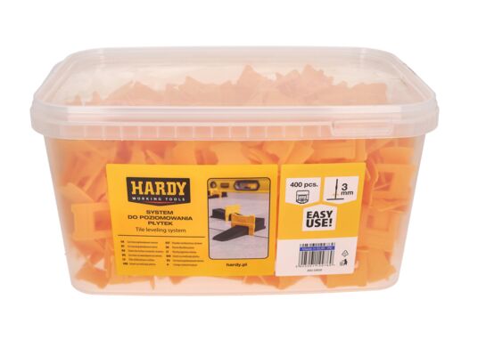 Klipsy do poziomowania płytek fuga 3 mm płytki 3-16 mm wiaderko 400 sztuk Hardy