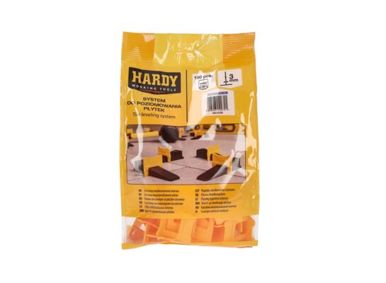Klipsy do poziomowania płytek fuga 3 mm płytki 3-16 mm woreczek 100 sztuk Hardy