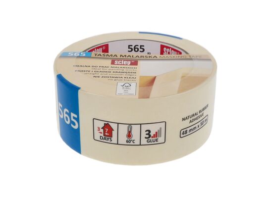 Taśma maskująca seria 565, 48 mm x 50 m biała kauczuk Scley