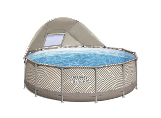 Basen stelażowy 396 x 107 cm brązowo-beżowy