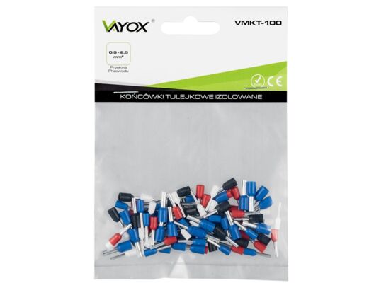 Końcówki tulejkowe izolowane 100 sztuk VMKT-100 vayox