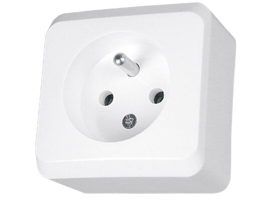 Gniazdo 2P + PE z uziemieniem białe Prima