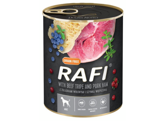 Karma dla psa mokra 800 g żołądki wołowe, szynka wieprzowa RAFI