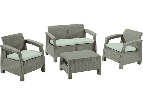 Zestaw ogrodowy Corfu sofa stolik i 2 fotele beżowy