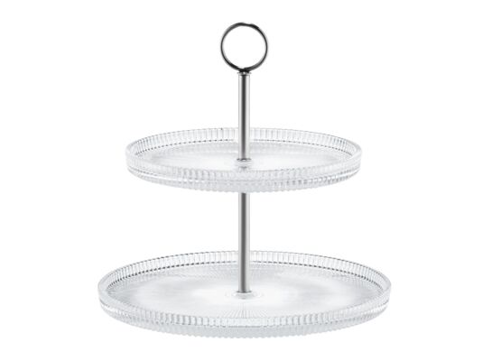 Szklana patera 2-poziomowa 24 x 24 cm srebrny