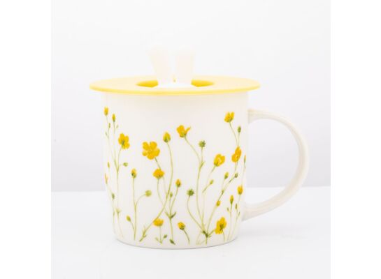 Kubek porcelanowy Kaczeńce z pokrywą silikonową 380 ml