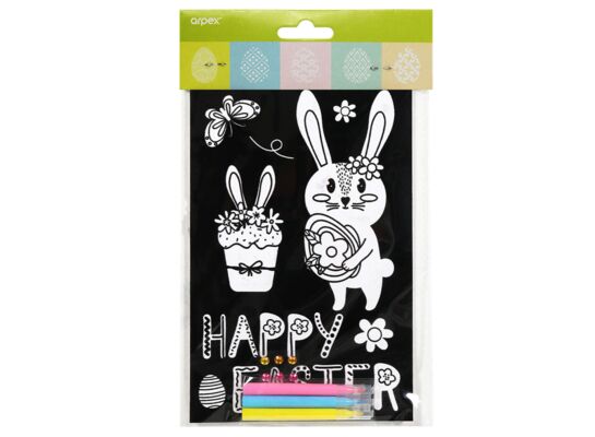 Kolorowanka wielkanocna aksamitna zajączek 15 cm