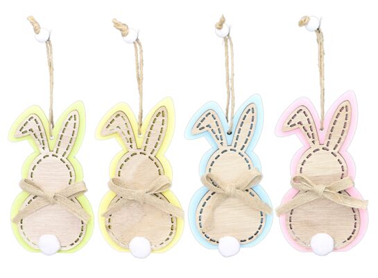 Zawieszka drewniana zając 15 cm mix
