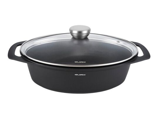 Brytfanna aluminiowa Chef owalna 39,5 x 28,5 x 12,3 cm 7,3 l czarny