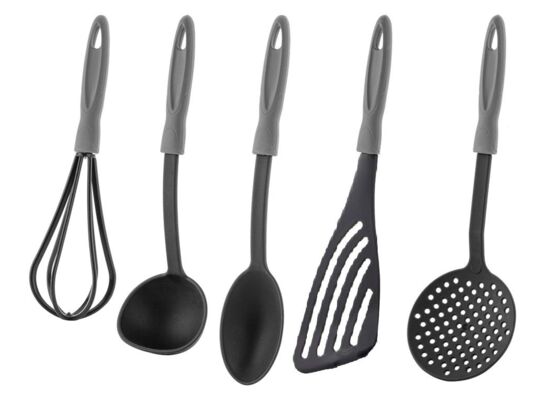 Komplet 5 akcesoriów kuchennych Capri szary