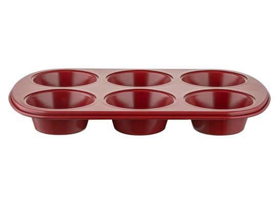 Blacha do muffinek na 6 babeczek Deliss 28,6 x 17,8 x 3 cm bordowy