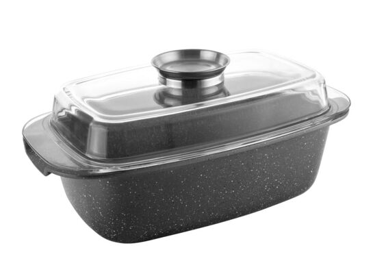 Brytfanna Vulcano z pokrywą 32 x 11 cm 4,5 l nakrapiany szary