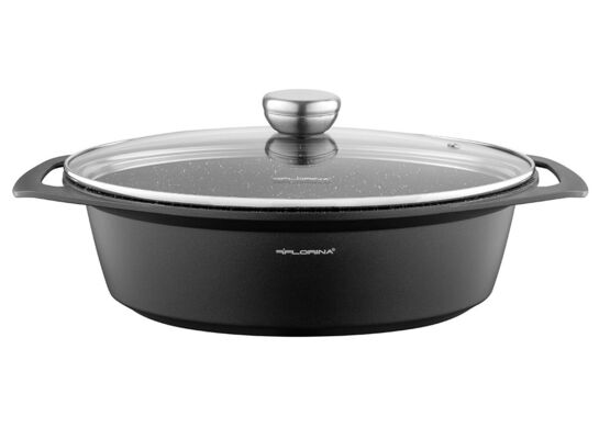 Brytfanna aluminiowa Chef owalna 39,5 x 28,5 x 12,3 cm 7,3L czarny