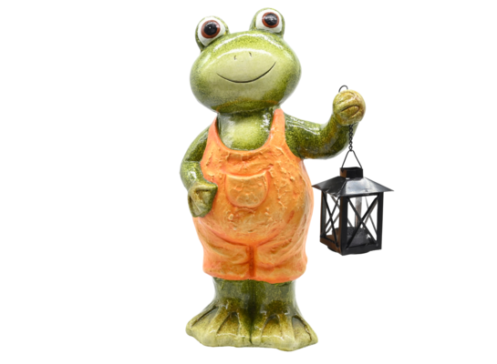 Figura ogrodowa żaba z lampionem 40 cm