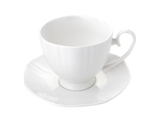 Filiżanki ze spodkiem Gamma 330 ml 6 sztuk biały