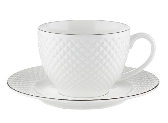 Filiżanka ze spodkiem Tiffany platinium 260 ml biały