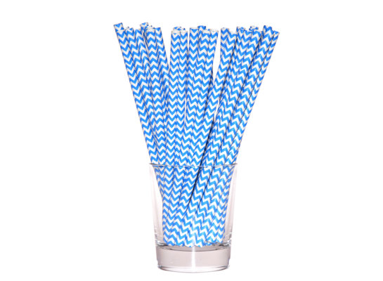 Słomka papierowa shake 8 mm niebiesko-biały 10 sztuk