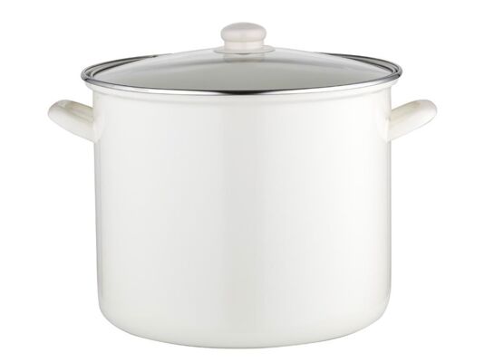 Garnek emaliowany wysoki gładki z pokrywką 28 cm 14 l