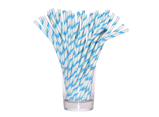 Słomka papierowa łamana niebiesko-biały 12 sztuk