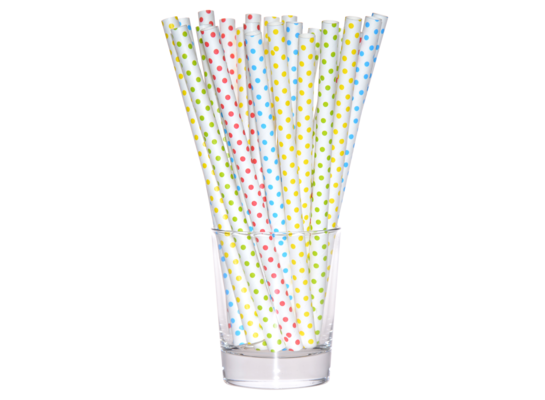 Słomka papierowa jumbo w kropki 1 cm 8 sztuk mix