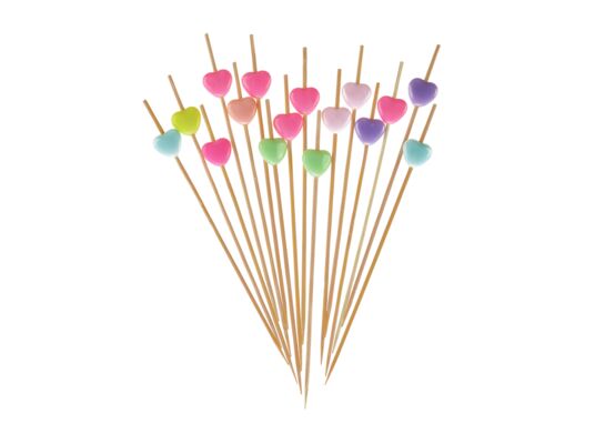 Szpilka do koreczków z pastelowym serduszkiem 16 sztuk