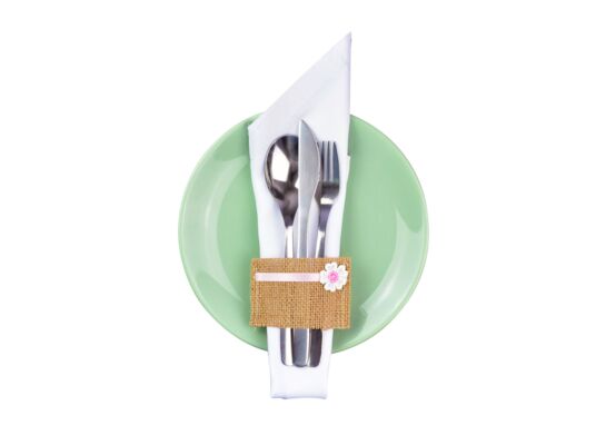 Opaska jutowa na sztućce 6 x 7 cm 4 sztuki brązowy