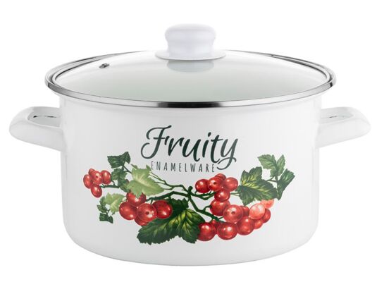 Garnek emaliowany prosty Kalina z pokrywką 22 cm 4,8 l