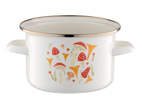 Garnek emaliowany prosty Grzybki bez pokrywki 18 cm 2,65 l