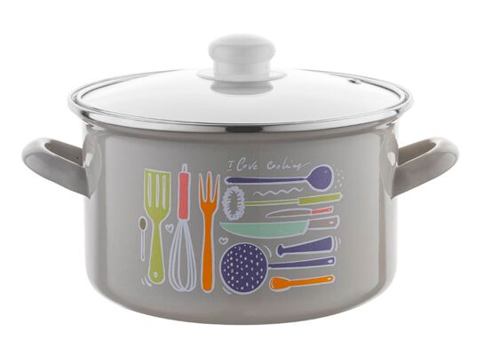 Garnek emaliowany prosty Staffio z pokrywką 16 cm 2 l